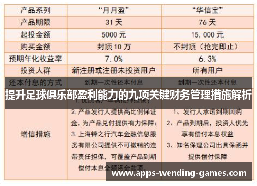 提升足球俱乐部盈利能力的九项关键财务管理措施解析