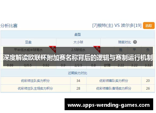 深度解读欧联杯附加赛名称背后的逻辑与赛制运行机制 深度解读欧联杯附加赛名称背后的逻辑与赛制运行机制