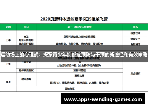 运动场上的心理战：探索青少年抑郁症预防与干预的新途径和有效策略
